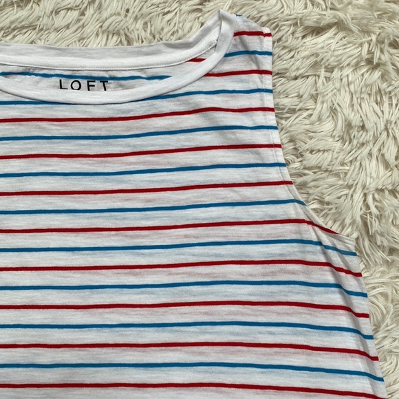 Loft Sleeveless Striped Tee ๐ White Red & Blue - Picture 7 of 10